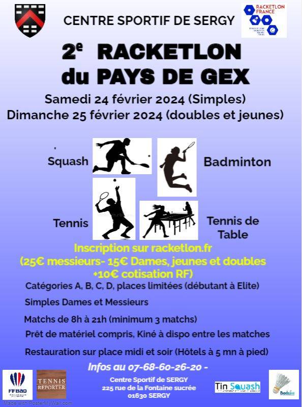 Affiche de 2ème Racketlon du Pays de Gex (Sergy)