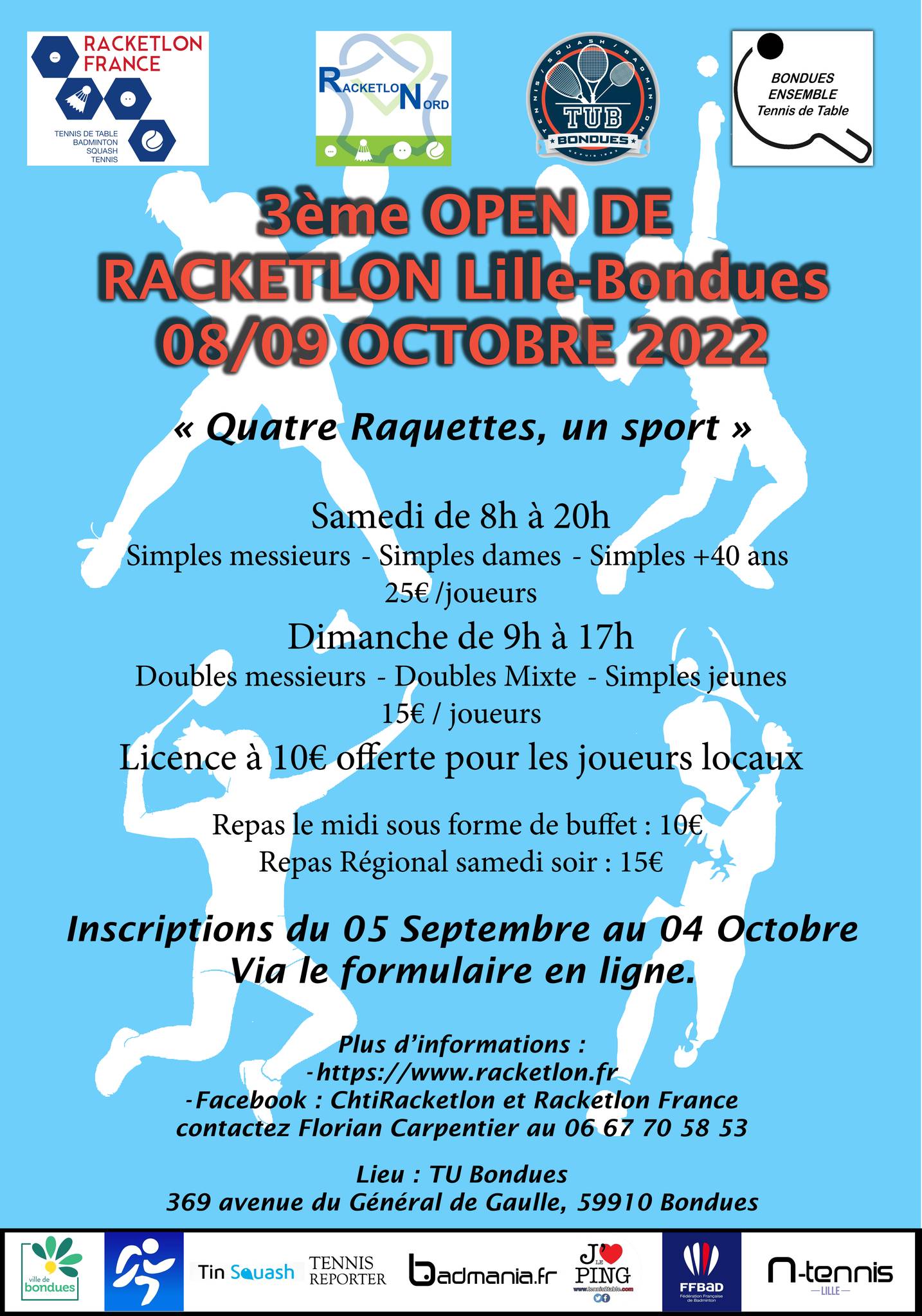 Affiche de 3ème Open Racketlon de Lille-Bondues
