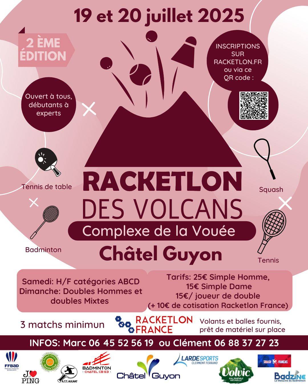 Affiche de 19-20/07 - 2ème open Racketlon des Volcans (63)