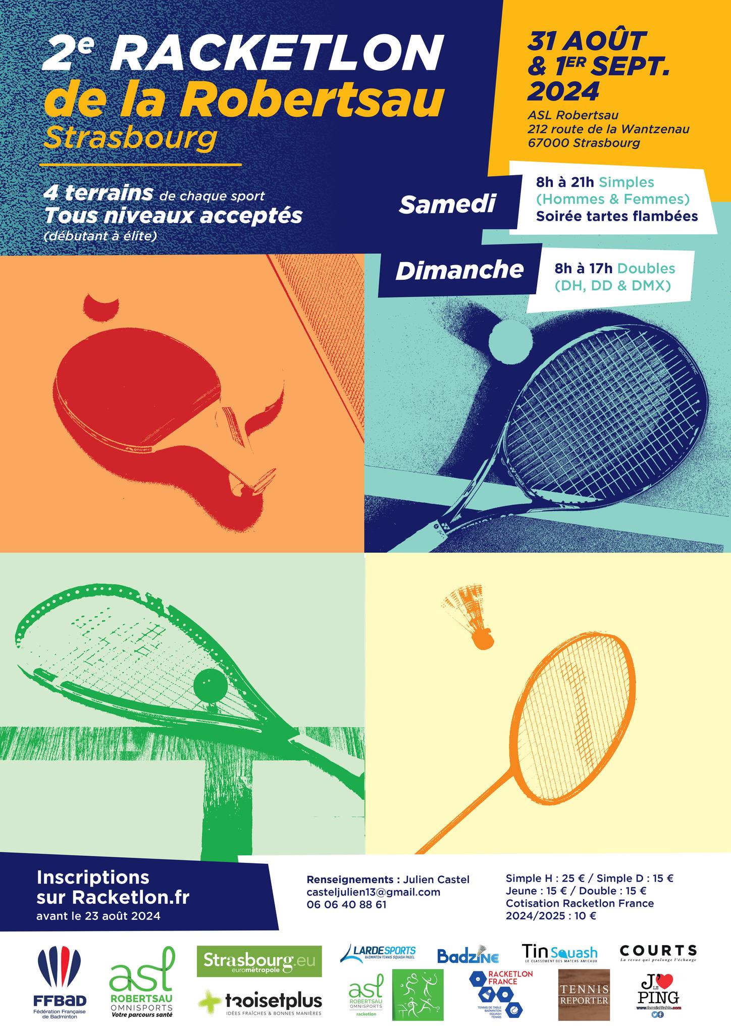 Affiche de 2ème Racketlon de la Robertsau à Strasbourg