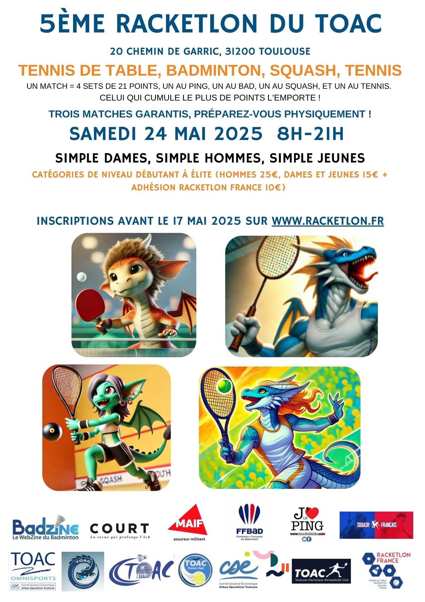 Affiche de 5ème racketlon du TOAC